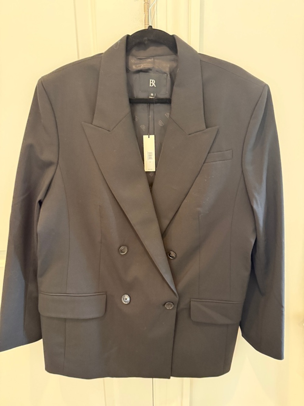Banana Republic Black Siena Relaxed Italian Wool Blazer Size 16 NWT